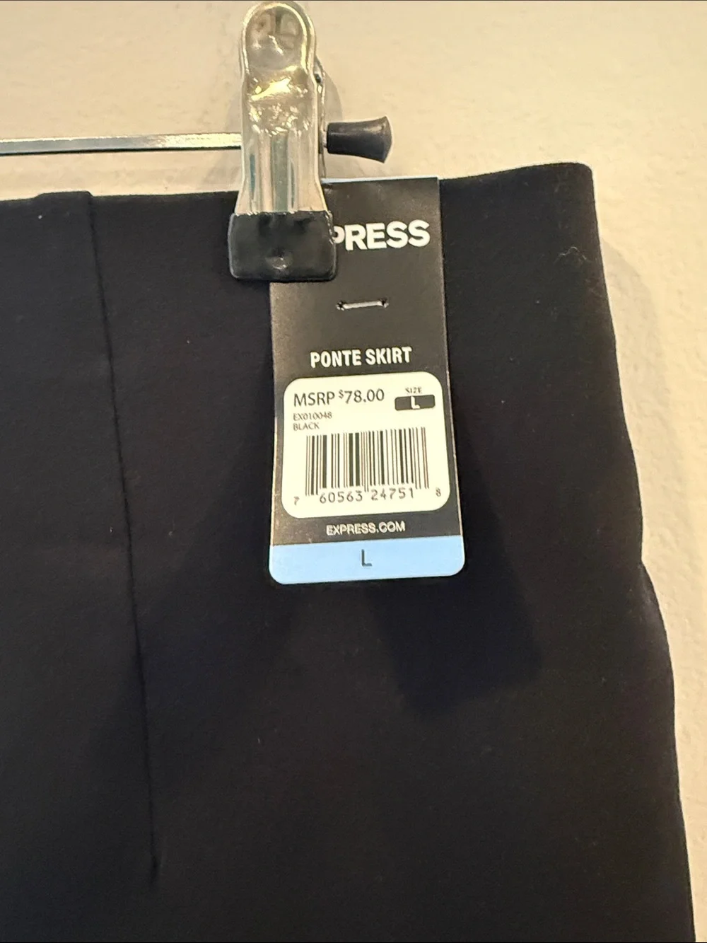 Express Black Ponte Pencil Skirt size large spandex stretchy